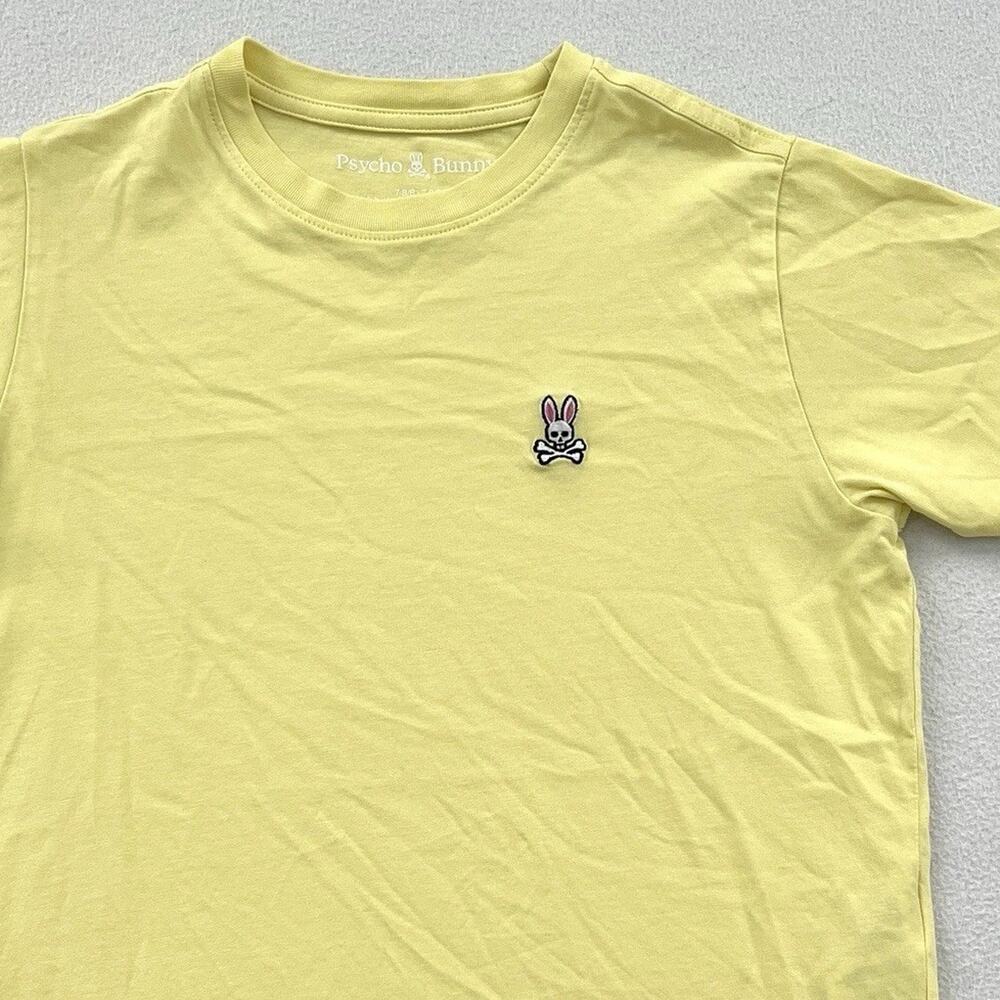 Psycho Bunny Boy Yellow Short Sleeve Pima Cotton Crew Neck Tee Shirt Youth S 7-8